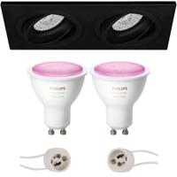 Philips Hue LED Inbouwspot Set GU10 - Mat Zwart - Kantelbaar - 175x92mm - thumbnail