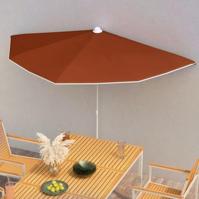 Parasol half met paal 180x90 cm terracottakleurig Parasol half met paal 180x90 cm terracottakleurig
