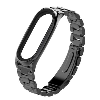 Mijobs Metal Strap for Original Xiaomi Mi Band 3 Strap Stainless Steel Bracelet Wristbands Replace Accessories(Black)