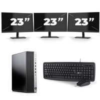 HP EliteDesk 800 G3 SFF - Intel Core i5-6e Generatie - 8GB RAM - 256GB SSD - Windows 11 + 3x 23 inch Monitor - thumbnail