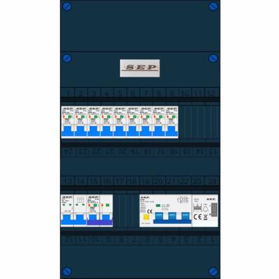 SEP 9 groepenkast B16 30mA + kookgroep + krachtgroep 3F aardlekautomaten 3910240114