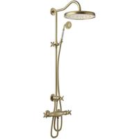 Regendoucheset Tres Clasic Thermostatische Opbouw Incl. Handdouche Doucheslang 170 cm Verouderd Messing - thumbnail