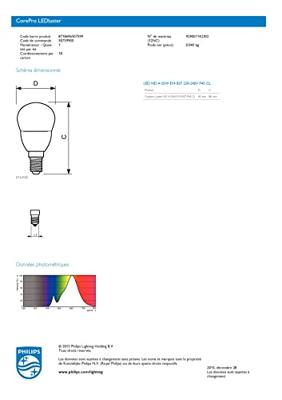 Philips LED Kogellamp E14 - Warm wit licht - 4W vervangt 25W
