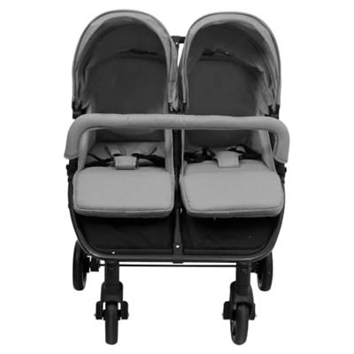 Tweeling buggy staal lichtgrijs en zwart