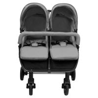 Tweeling buggy staal lichtgrijs en zwart - thumbnail