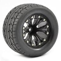 Fastrax Eagle MT banden op zwarte 6-spaaks velgen (0" offset) - 1/10 Truck - thumbnail