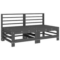 Middenbanken met kussens 2 st massief grenenhout grijs - thumbnail