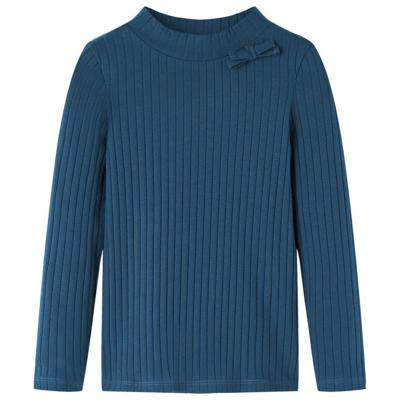 Kindershirt met lange mouwen geribd 92 marineblauw