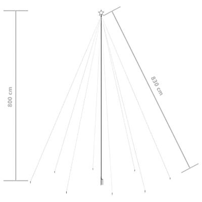 VidaXL Led-kerstboom binnen buiten 1300 leds koud wit 8 m - thumbnail