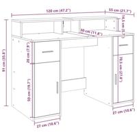 Bureau met LED-verlichting 120x55x91 cm hout gerookt eikenkleur - thumbnail