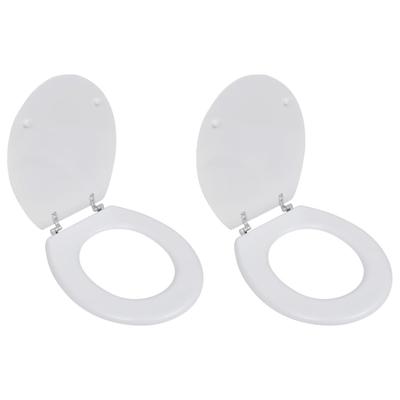 Toiletbrillen met deksels 2 st MDF wit