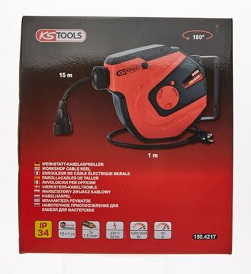 KS Tools 150.4217 Kabelafroller 15 m Zwart Randaarde stekker