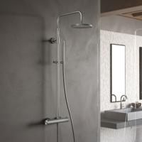 Regendoucheset Hotbath Archie Opbouw Rond Geborsteld RVS Thermostaatkraan Regendouche Handdouche 2 Greeps - thumbnail