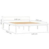 Bedframe massief grenenhout wit 140x200 cm - thumbnail