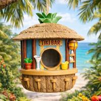 Tiki Bar Vogelhuisje - Weerbestendig - 19x17x17 cm - thumbnail
