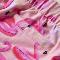 Kindershorts met trekkoord flamingozwembandprint 140 lichtroze - thumbnail
