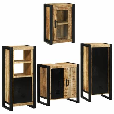 Badkamermeubelset Wandgemonteerd 4 pcs Bruin Massief Mango Hout