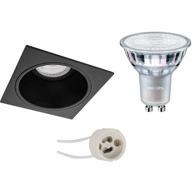 Philips DimTone LED Spot Set GU10 - Vierkant Mat Zwart - 3.7W Dimbaar