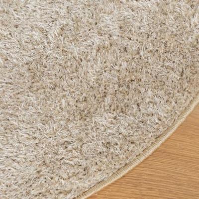 Vloerkleed hoogpolig glanzend 80 cm beige