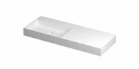 INK United Wastafel Porselein Links Zonder Kraangat incl. Porseleinen Click Plug en Verborgen Overloop Systeem - 1200x450x110 mm - Mat Wit - thumbnail