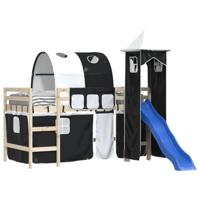 Gordijnen voor hoogslaper met tunnel en toren wit en zwart - thumbnail