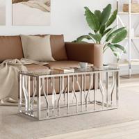 Salontafel 110x45x45 cm roestvrij staal en glas - thumbnail