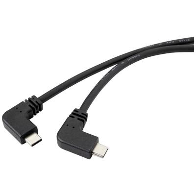 Renkforce RF-4633064 USB-kabel USB 3.2 Gen2 (USB 3.1 Gen2) USB-C stekker, USB-C stekker 1.20 m Zwart 90° haaks naar links