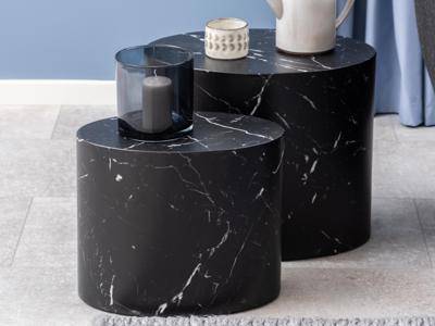 Set van 2 salontafels MARIE marmer zwart
