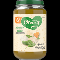 Olvarit 6+ Maanden Spinazie Witvis Rijst 200g bij Jumbo - thumbnail