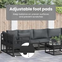 Tuinbankenset met kussen 8 pcs Zwart Aluminium - thumbnail