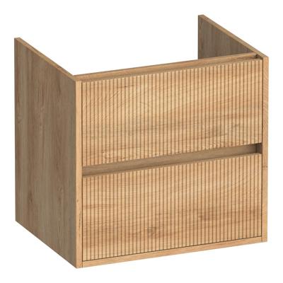 Brauer Adore Wavy - Onderkast - 60 cm - met 2 Softclose Lades Greeploos en 1 Sifon Uitsparing - Forest Tan