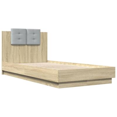 Bedframe met hoofdbord en LED sonoma eikenkleurig 75x190 cm - thumbnail