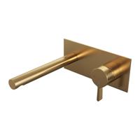 Inbouw Wastafelmengkraan Brauer Gold Edition Coldstart Rechte Uitloop Halfronde Hendel Rechts Geborsteld Goud PVD Met Afdekplaat Brauer - thumbnail