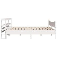 Bedframe met hoofdbord massief grenenhout wit 200x200 cm - thumbnail