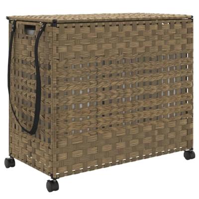 VidaXL Wasmand op wielen 66x35x60 cm rattan VidaXL Wasmand op wielen 66x35x60 cm rattan