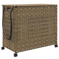 VidaXL Wasmand op wielen 66x35x60 cm rattan - thumbnail