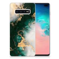 TPU Siliconen Hoesje voor Samsung Galaxy S10 Plus Marmer Groen - thumbnail