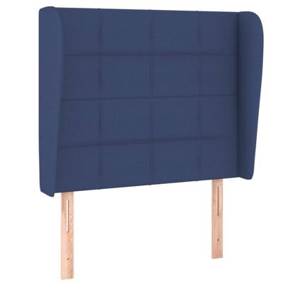 Hoofdbord met randen 93x23x118/128 cm stof blauw