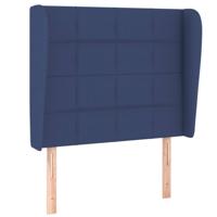 Hoofdbord met randen 93x23x118/128 cm stof blauw - thumbnail