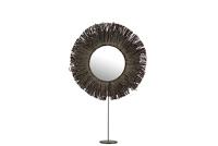 J-Line spiegel Op Voet Rond - riet - grijs - thumbnail
