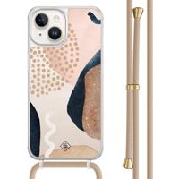 iPhone 14 hoesje met beige koord - Abstract dots - thumbnail