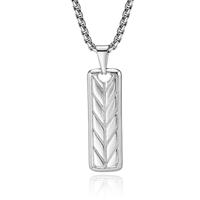 Mendes Stalen Herenketting met Tarwe Patroon Dogtag Hanger - Zilver - thumbnail