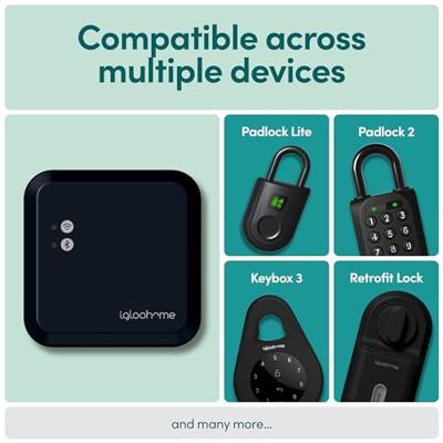 igloohome Wifi Bridge | Intelligente toegangscontrole | WLAN-brug voor igloohome hangslot | Op afstand openen en sluiten | Bluetooth | WLAN-verbinding