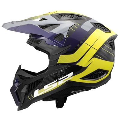 LS2 crosshelm "mx703 x-force galuo", ademend en hypoallergeen. helmet x-force galuo gray/neon yellow size xl