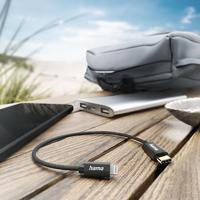 Hama USB-laadkabel USB 2.0 Apple Lightning stekker, USB-C stekker 0.20 m Zwart 00201601 - thumbnail