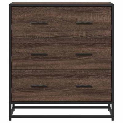 Dressoir 68x35x76 cm bewerkt hout en metaal bruin eikenkleur