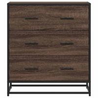 Dressoir 68x35x76 cm bewerkt hout en metaal bruin eikenkleur - thumbnail