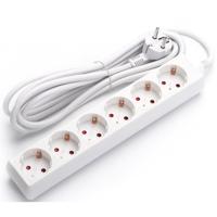 Aigi Synci Stekkerdoos 3680W - 6 Stopcontacten. 3m Verlengsnoer Wit - thumbnail