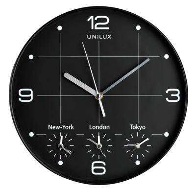 Wandklok unilux on time dia 30.5cm zwart/wit
