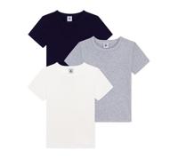 Set van 3 t-shirts voor kinderen van effen katoen PETIT BATEAU met korte mouwen wit - thumbnail